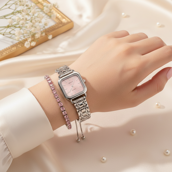 Peach Dial Watch Bracelet Stack