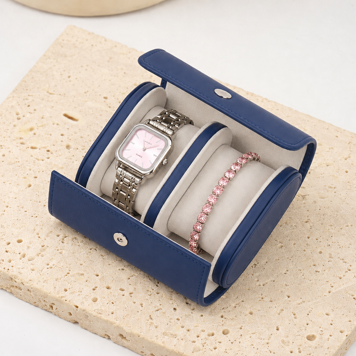 Peach Dial Watch Bracelet Stack