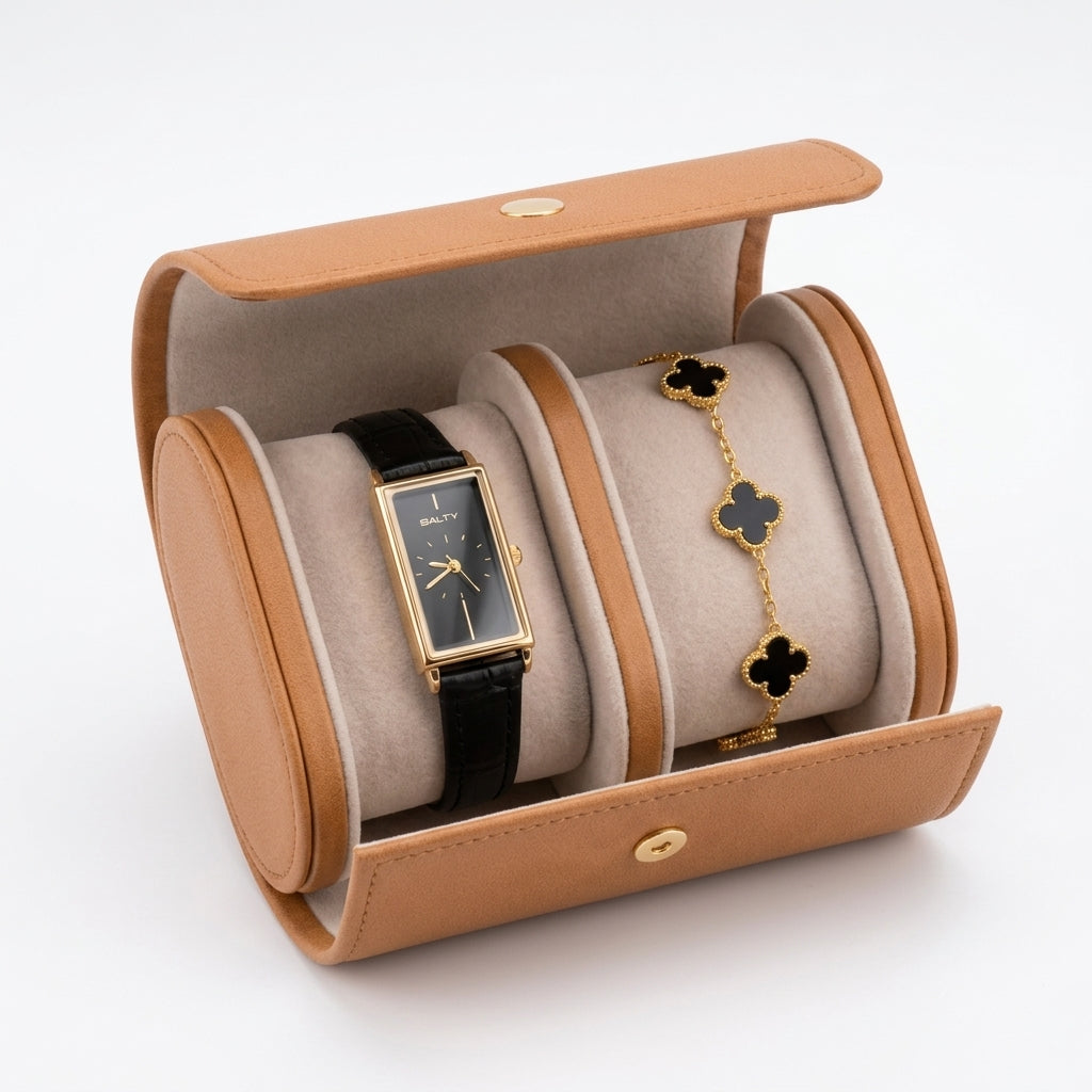 Golden Noir Watch Bracelet Stack | Salty