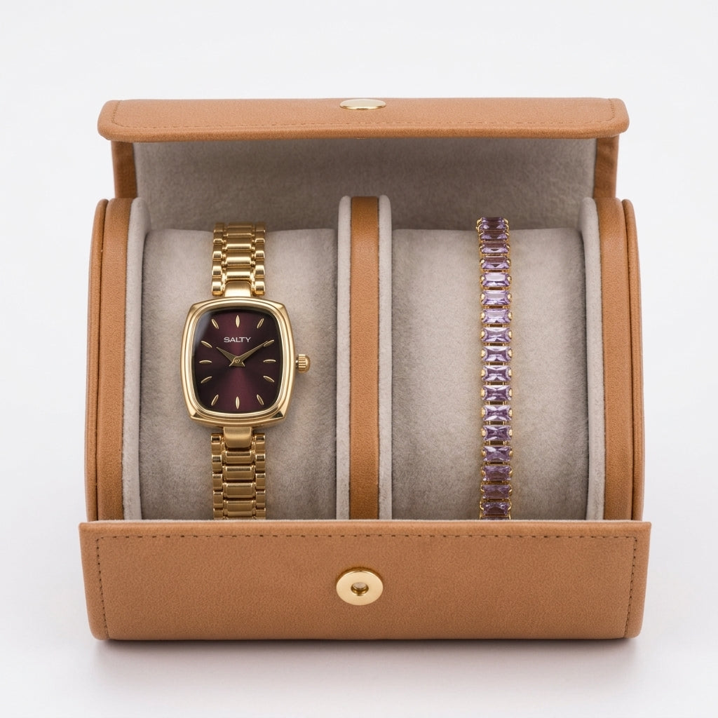 Plum Glow Watch Bracelet Stack | Salty