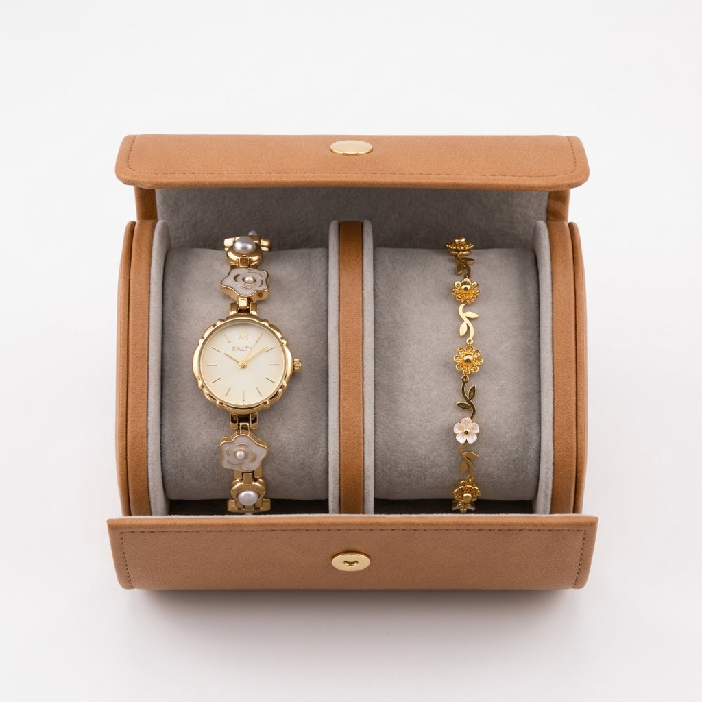 Elegant Bloom Watch Bracelet Stack | Salty