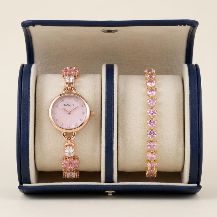 Rose Quartz Watch Bracelet Stack