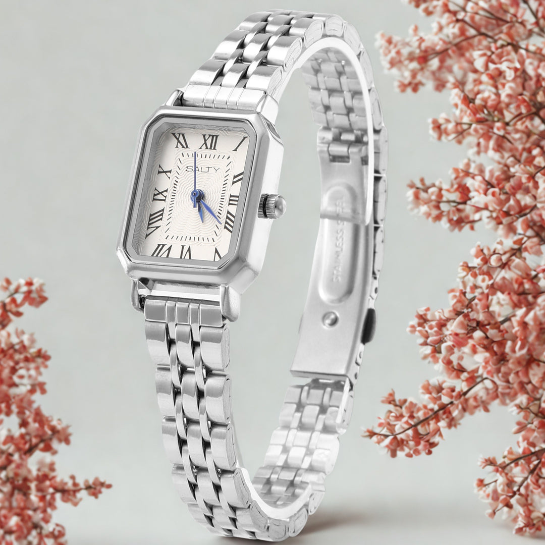 White Dial Silver Quartz Watch for Women