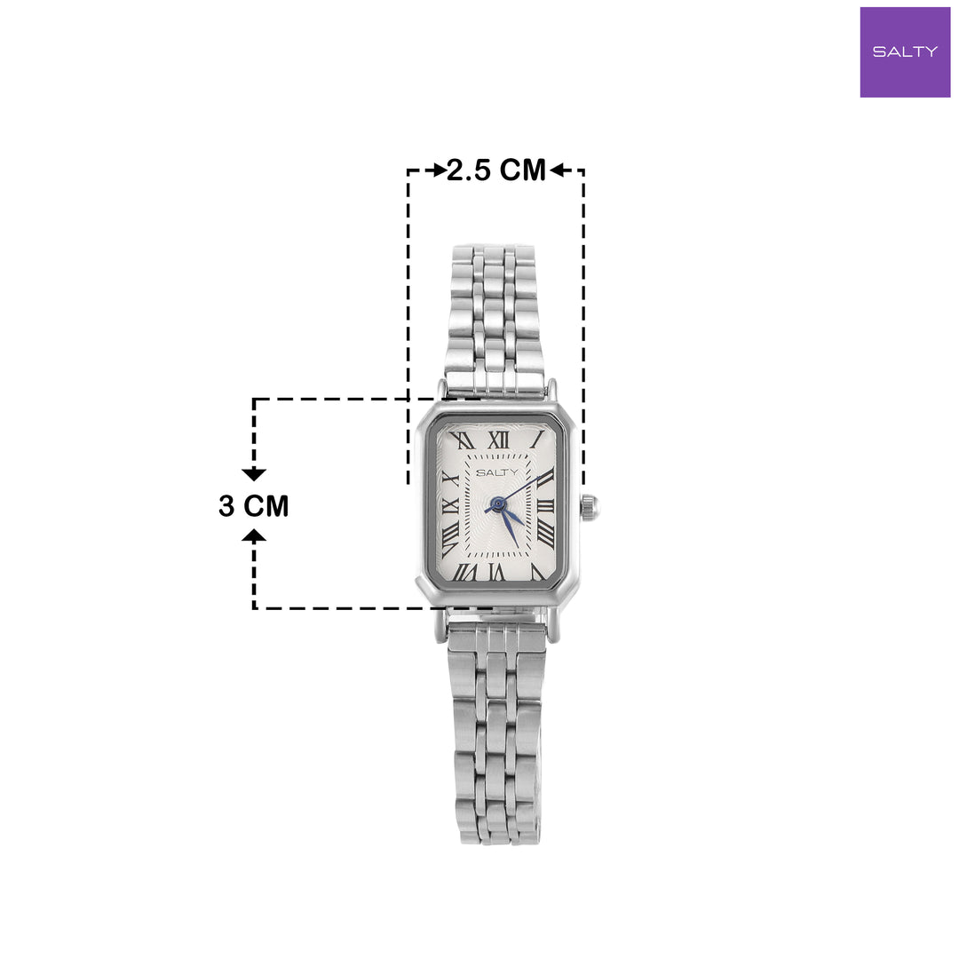 White Dial Silver Quartz Watch for Women
