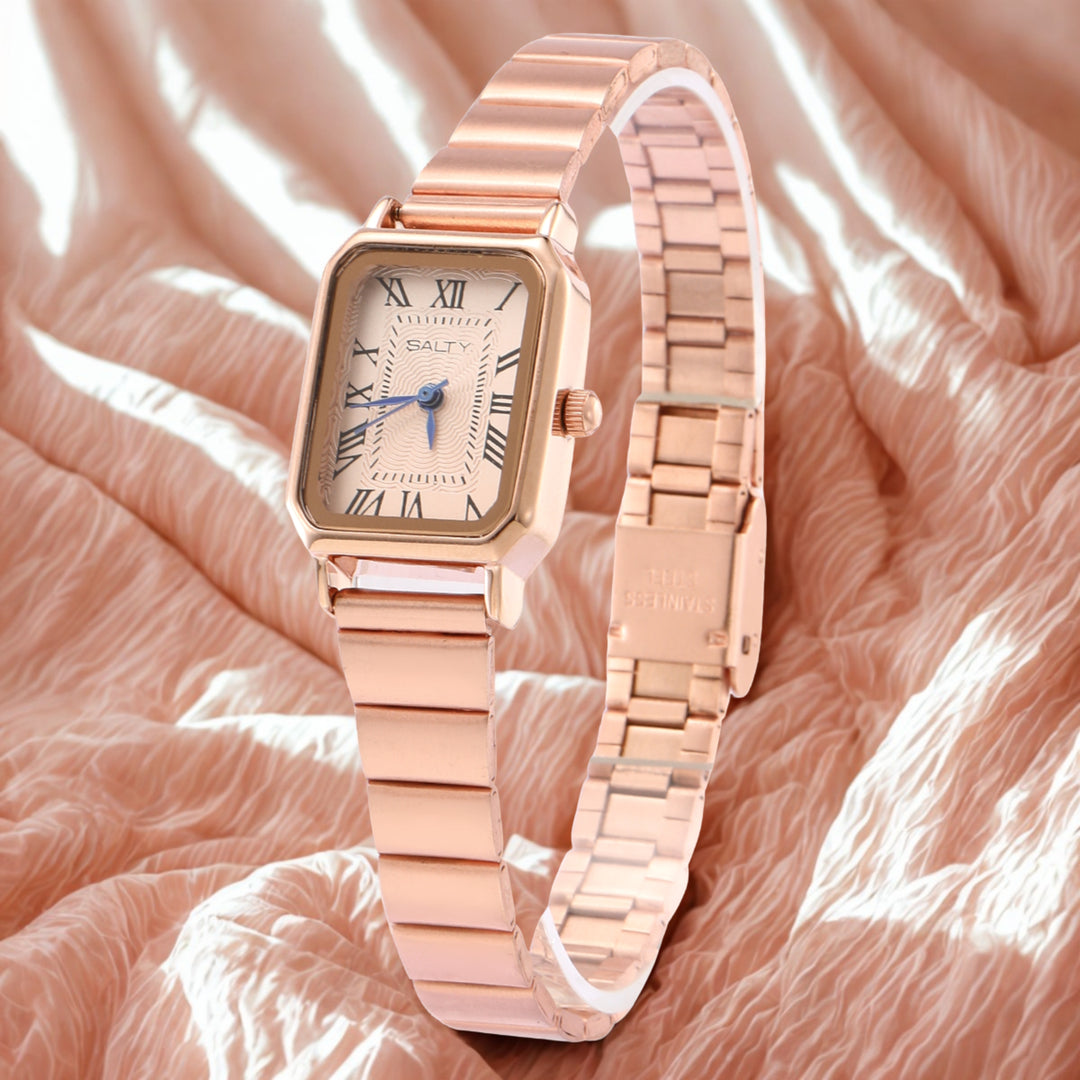 Rose Gold Dial Retro Square Watch