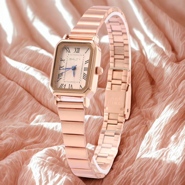 Rose Gold Dial Retro Square Watch