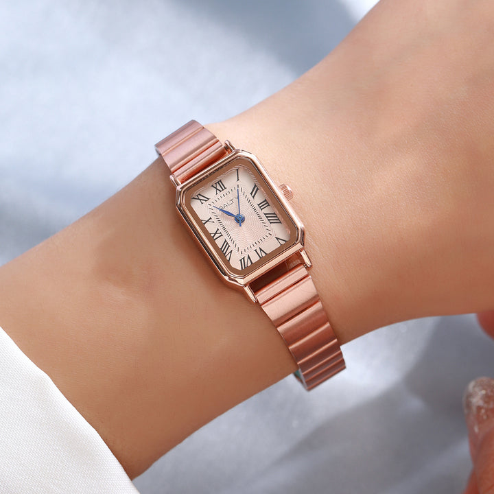 Rose Gold Dial Retro Square Watch