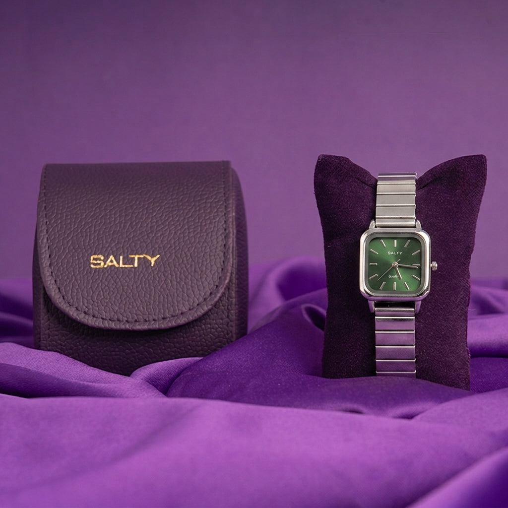 Green Forest Dial Sleek Vintage Watch
