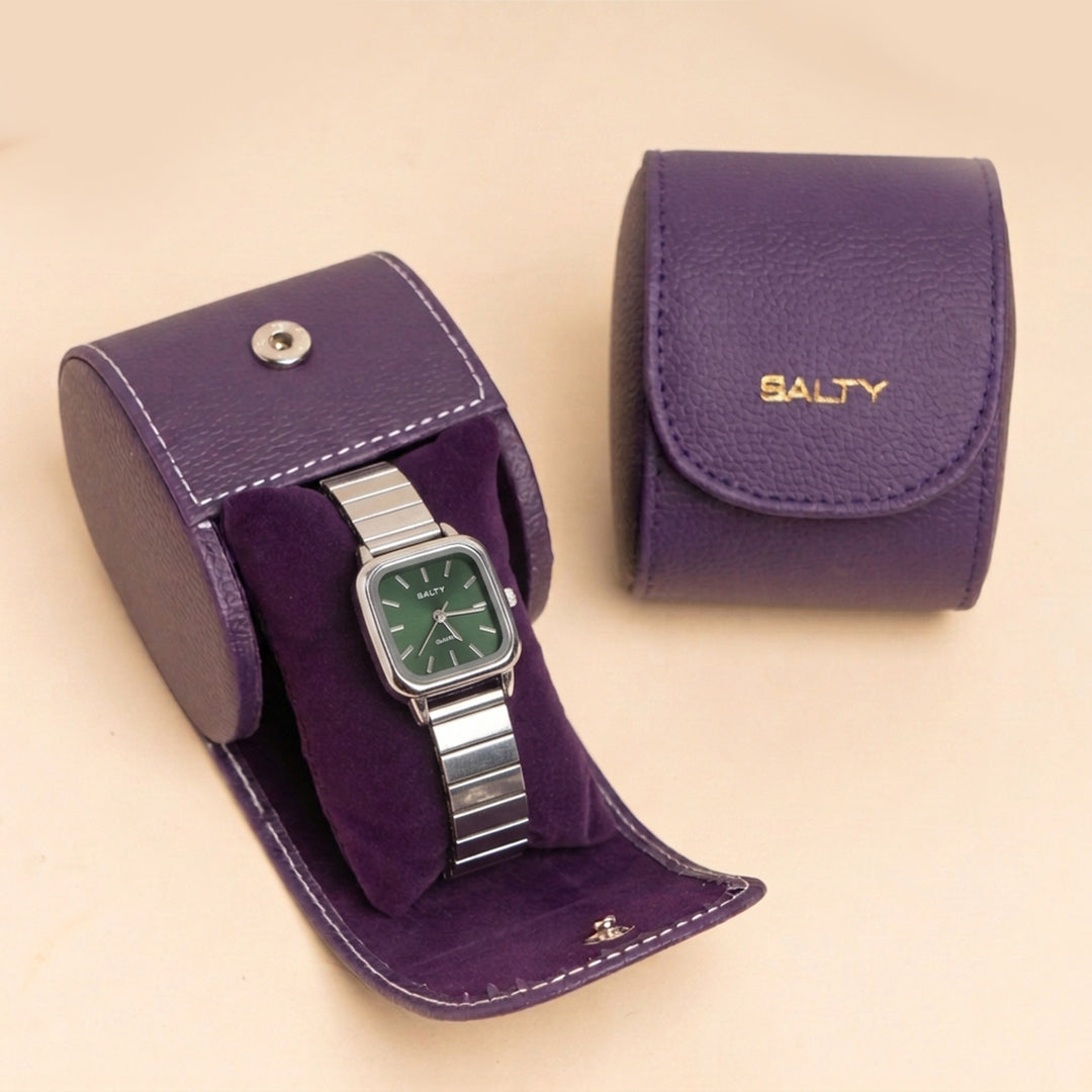 Green Forest Dial Sleek Vintage Watch