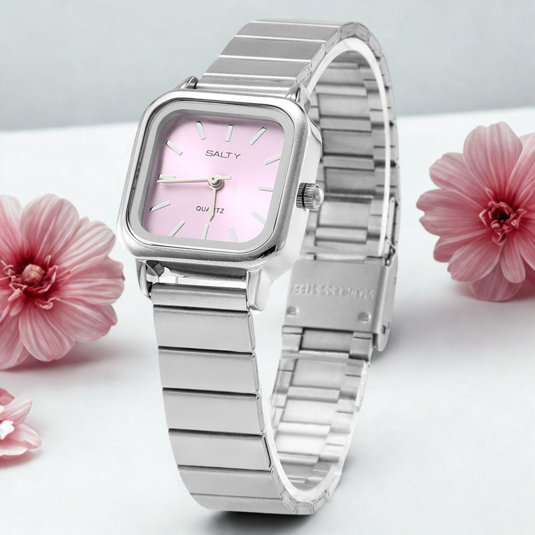 The Lilac Square Dial Sleek Quartz Watch