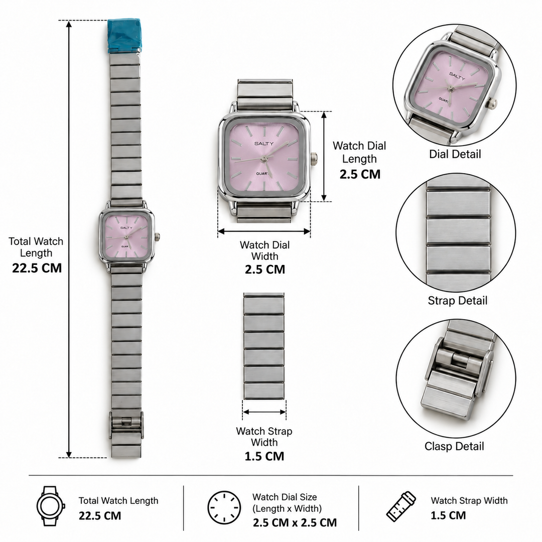 The Lilac Square Dial Sleek Quartz Watch