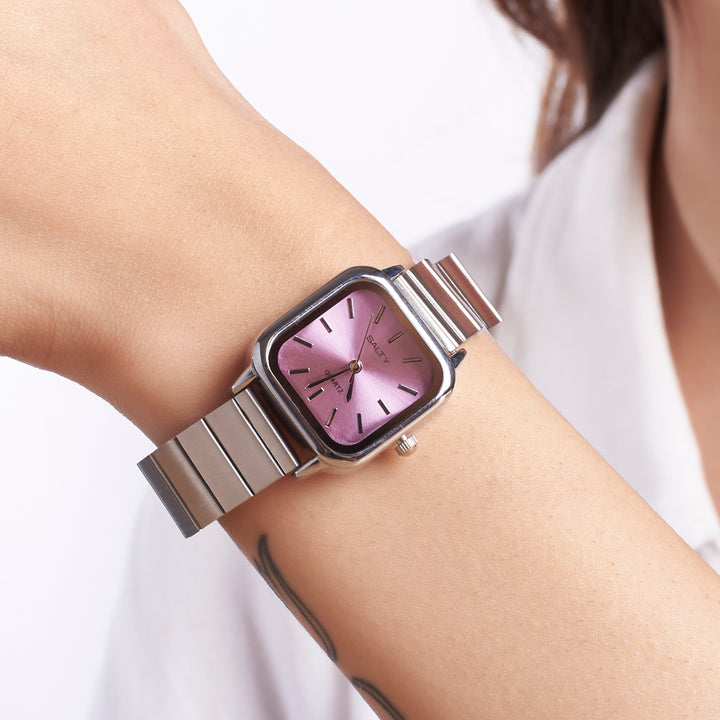 The Lilac Square Dial Sleek Quartz Watch