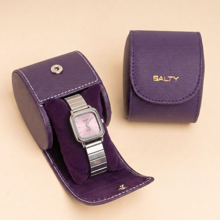 The Lilac Square Dial Sleek Quartz Watch