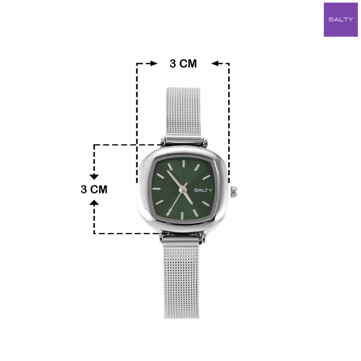 Green Dial Sage Curve Water Resistant Watch