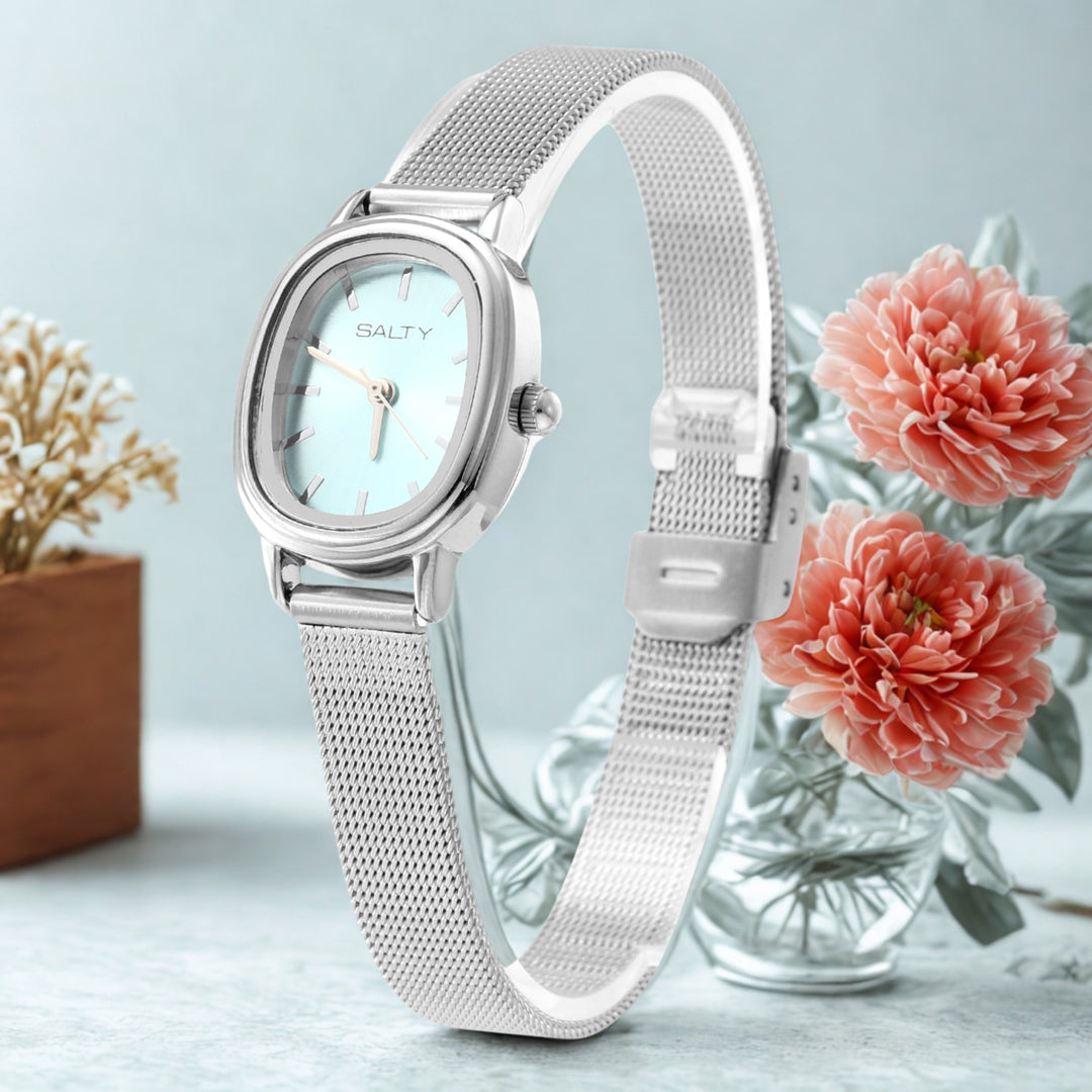 Baby Blue Oval Dial Watch for Women