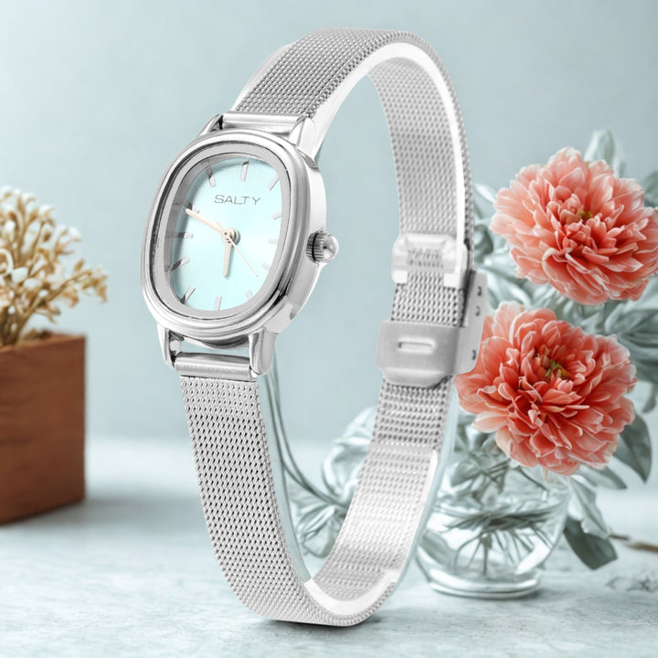 Baby Blue Oval Dial Watch for Women