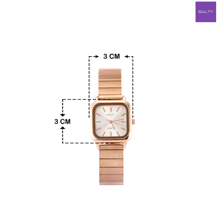 White Dial Rose Gold Analog Watch for Women