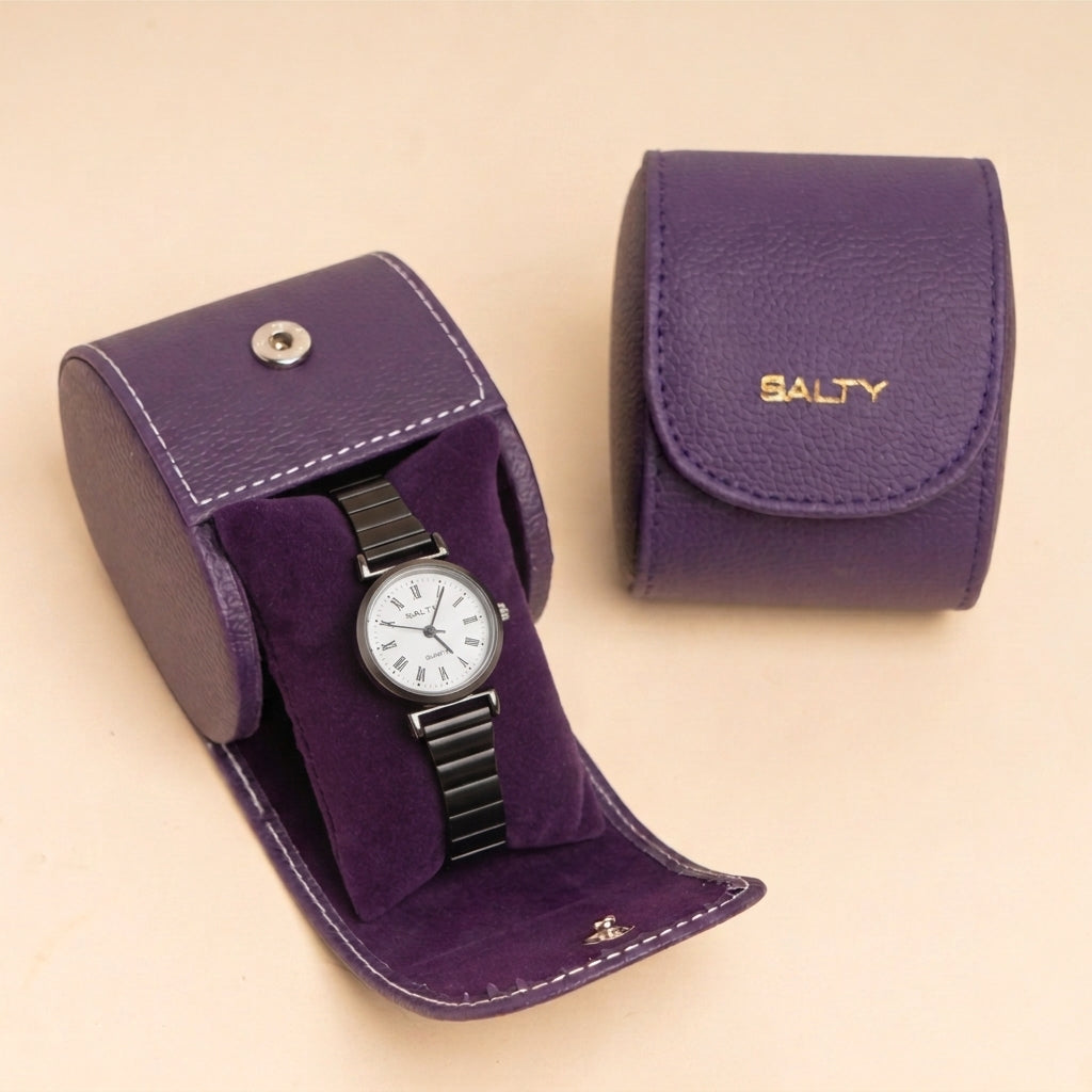 White Dial Round Classic Black Ladies Watch