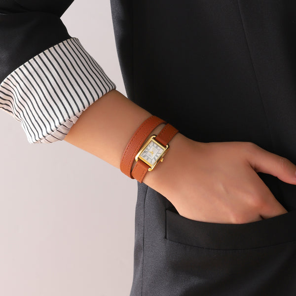 Vintage Muse Leather Strap Wrappable Watch - Tan