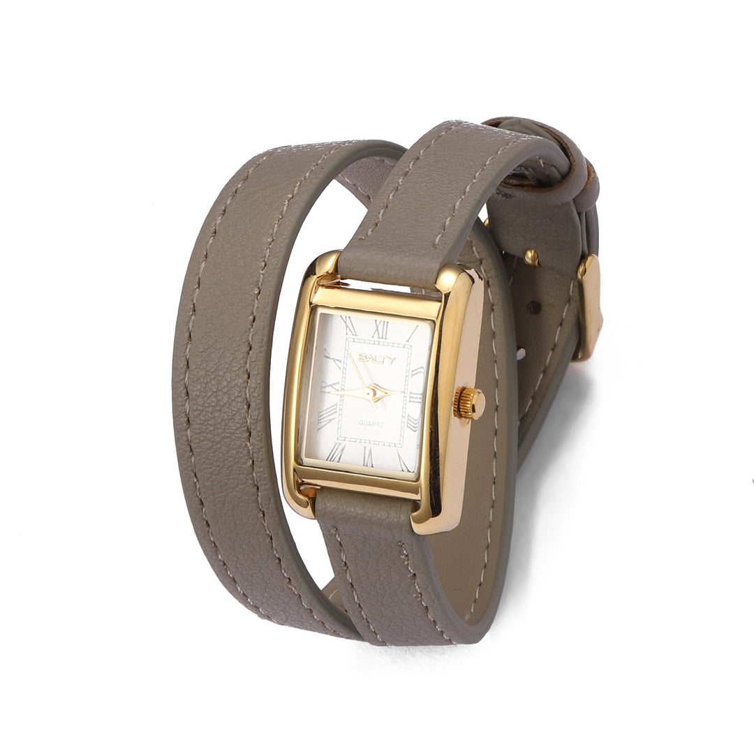 Vintage Muse Leather Strap Wrapable Watch - Grey