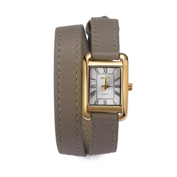 Vintage Muse Leather Strap Wrapable Watch - Grey