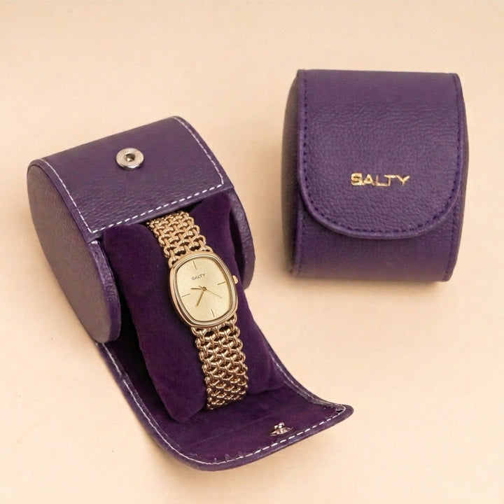 Oval White Textured Dial Mesh Bracelet Watch for Women