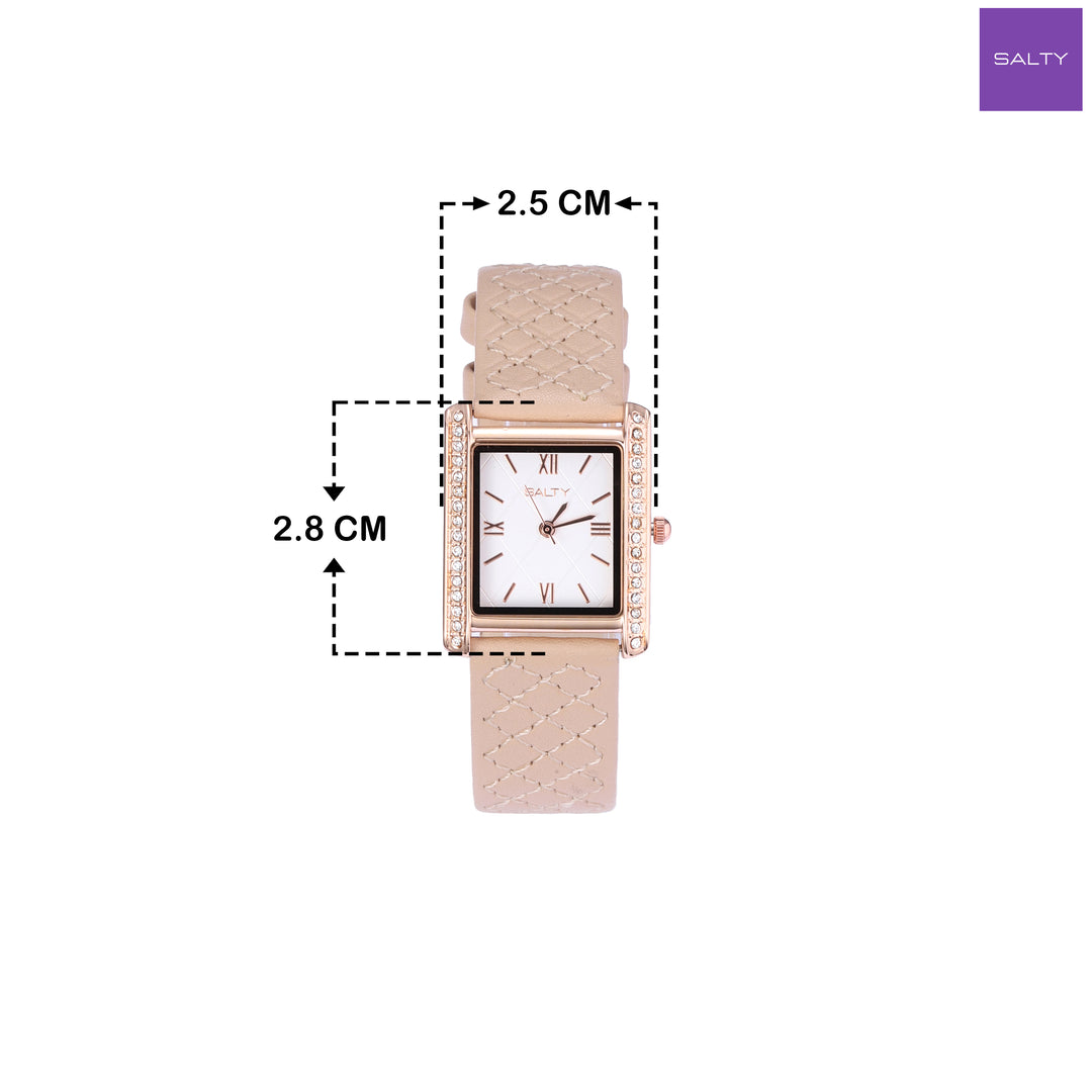 Water Resistant Modora white Dial Bezel Strap Watch