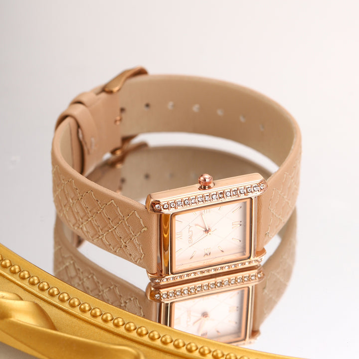 Water Resistant Modora white Dial Bezel Strap Watch