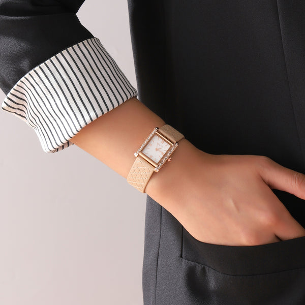 Water Resistant Modora white Dial Bezel Strap Watch