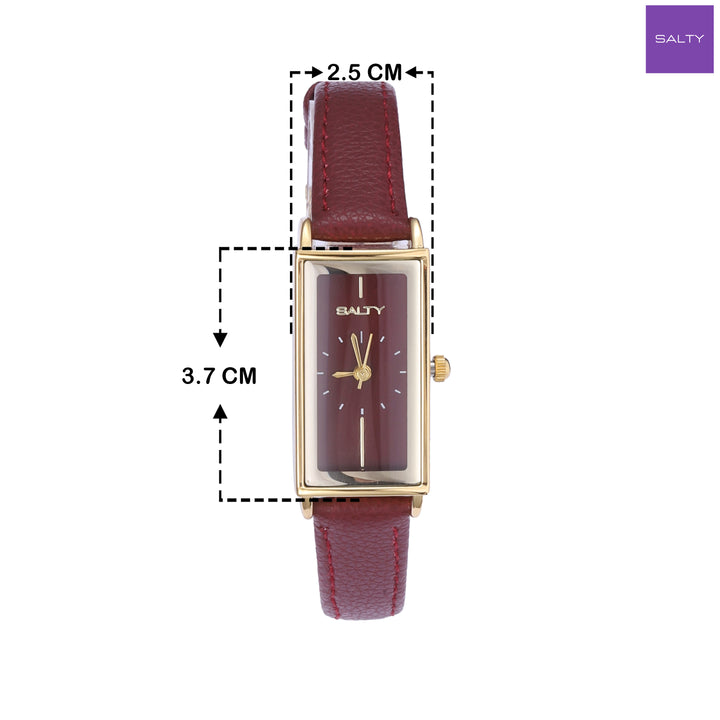 Wine Classic Leather Strap Analog Watch