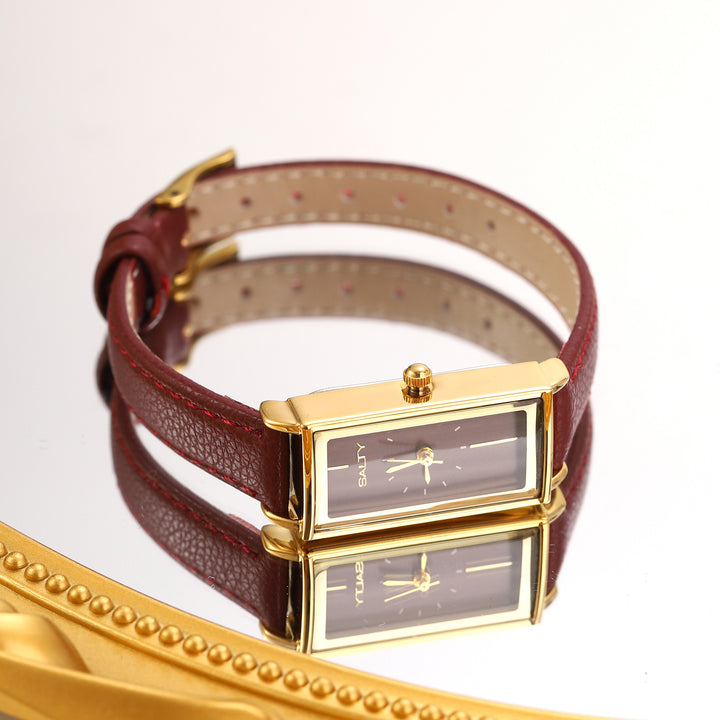 Wine Classic Leather Strap Analog Watch