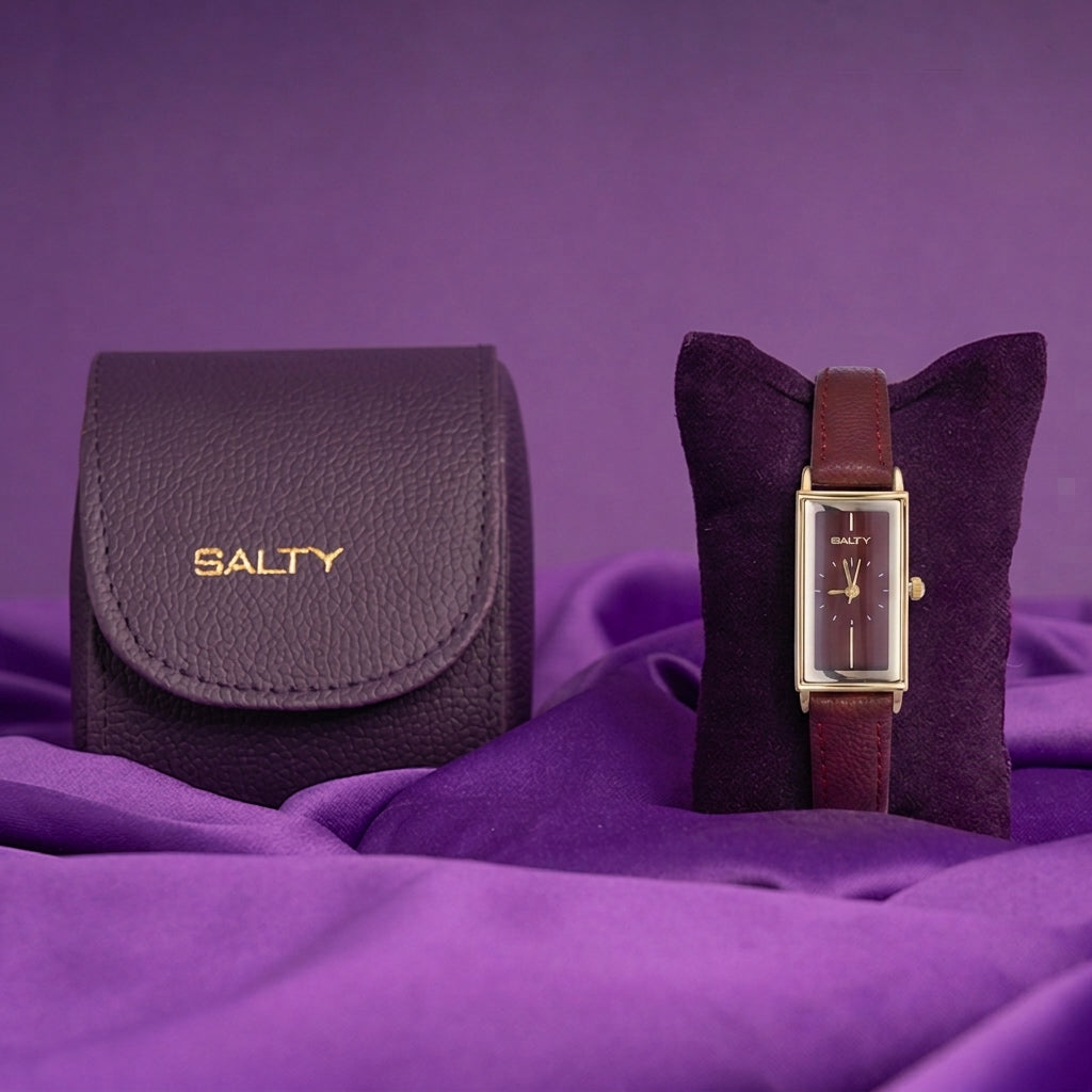 Wine Classic Leather Strap Analog Watch