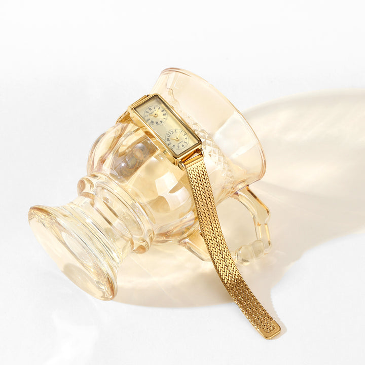 Vintage Rectangle Dual Time Zone Watch for Women