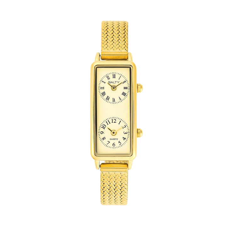 Vintage Rectangle Dual Time Zone Watch for Women