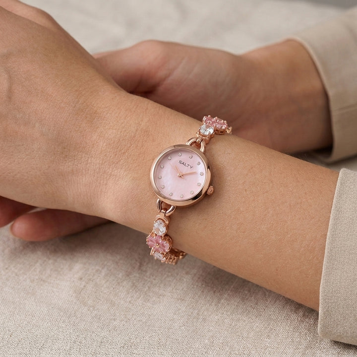 Rose Quartz Watch Bracelet Stack