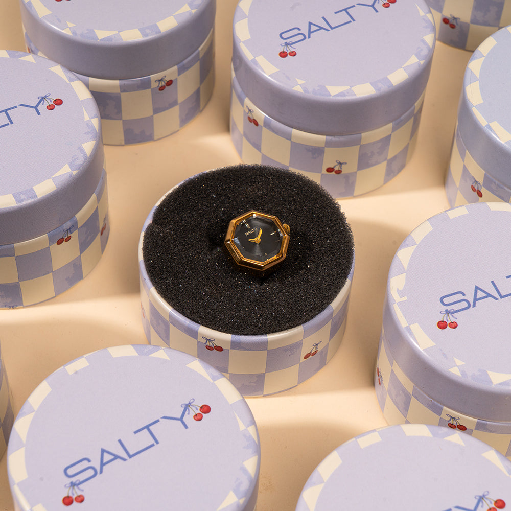 Octagon Golden Hour Watch Ring - Black