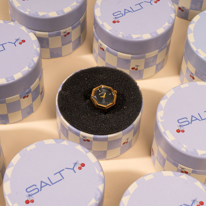 Octagon Golden Hour Watch Ring - Black