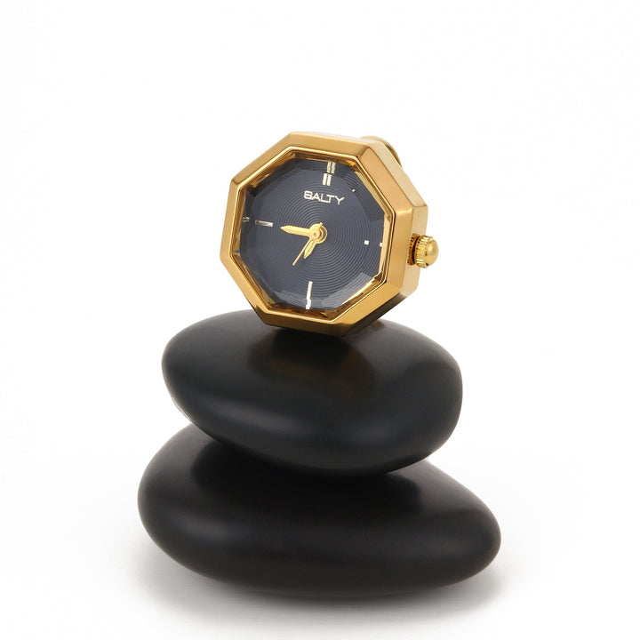 Octagon Golden Hour Watch Ring - Black