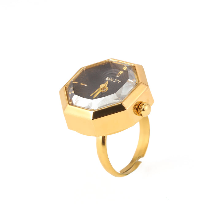 Octagon Golden Hour Watch Ring - Black
