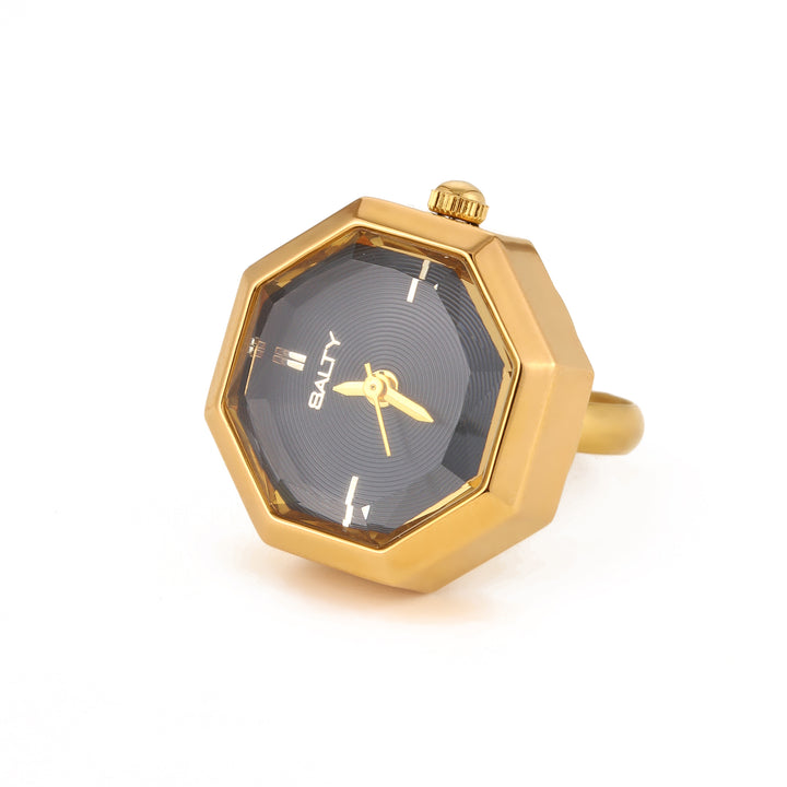 Octagon Golden Hour Watch Ring - Black