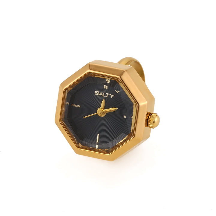 Octagon Golden Hour Watch Ring - Black