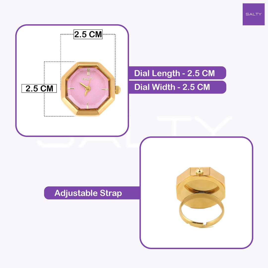 Octagon Golden Hour Watch Ring - Gold