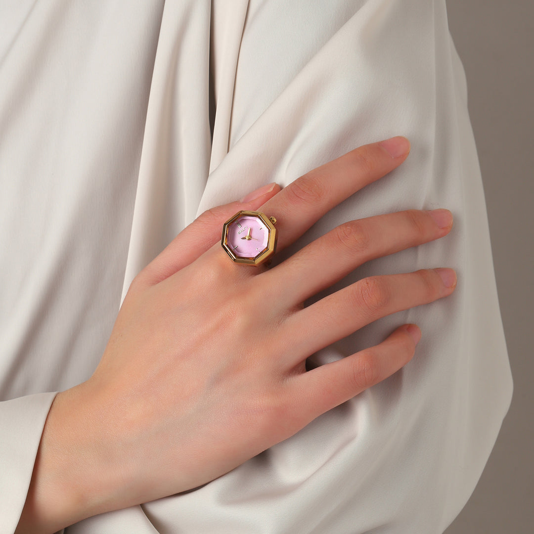 Octagon Golden Hour Watch Ring - Gold