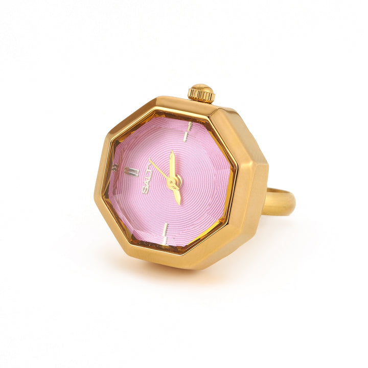 Octagon Golden Hour Watch Ring - Gold
