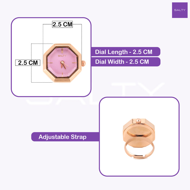 Octagon Golden Hour Watch Ring - Rosegold