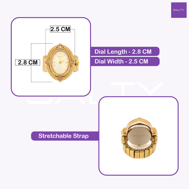 Royale Rope Style Watch Ring - Gold