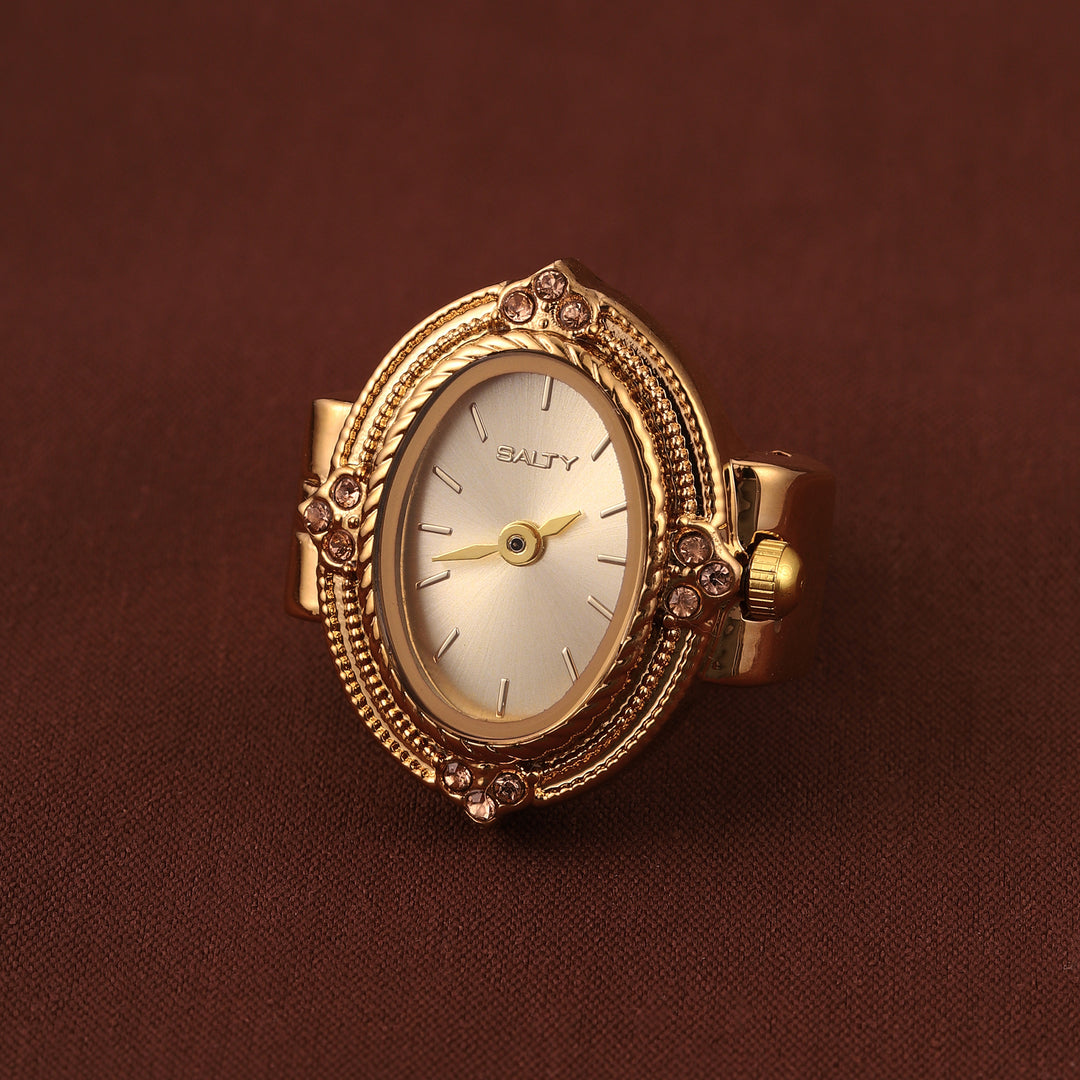 Royale Rope Style Watch Ring - Gold