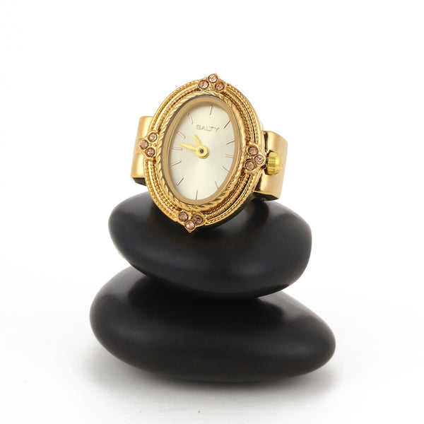 Royale Rope Style Watch Ring - Gold