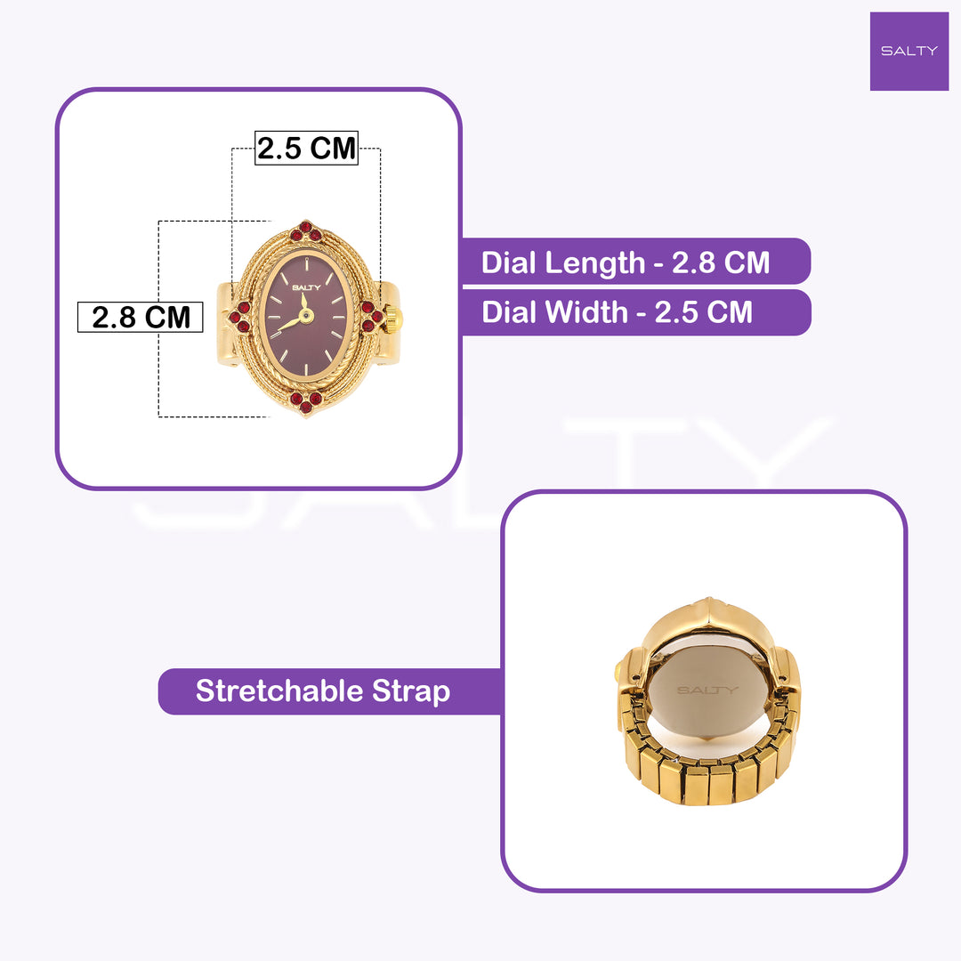 Royale Rope Style Watch Ring - Red