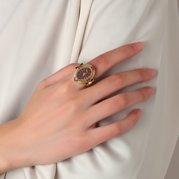 Royale Rope Style Watch Ring - Red